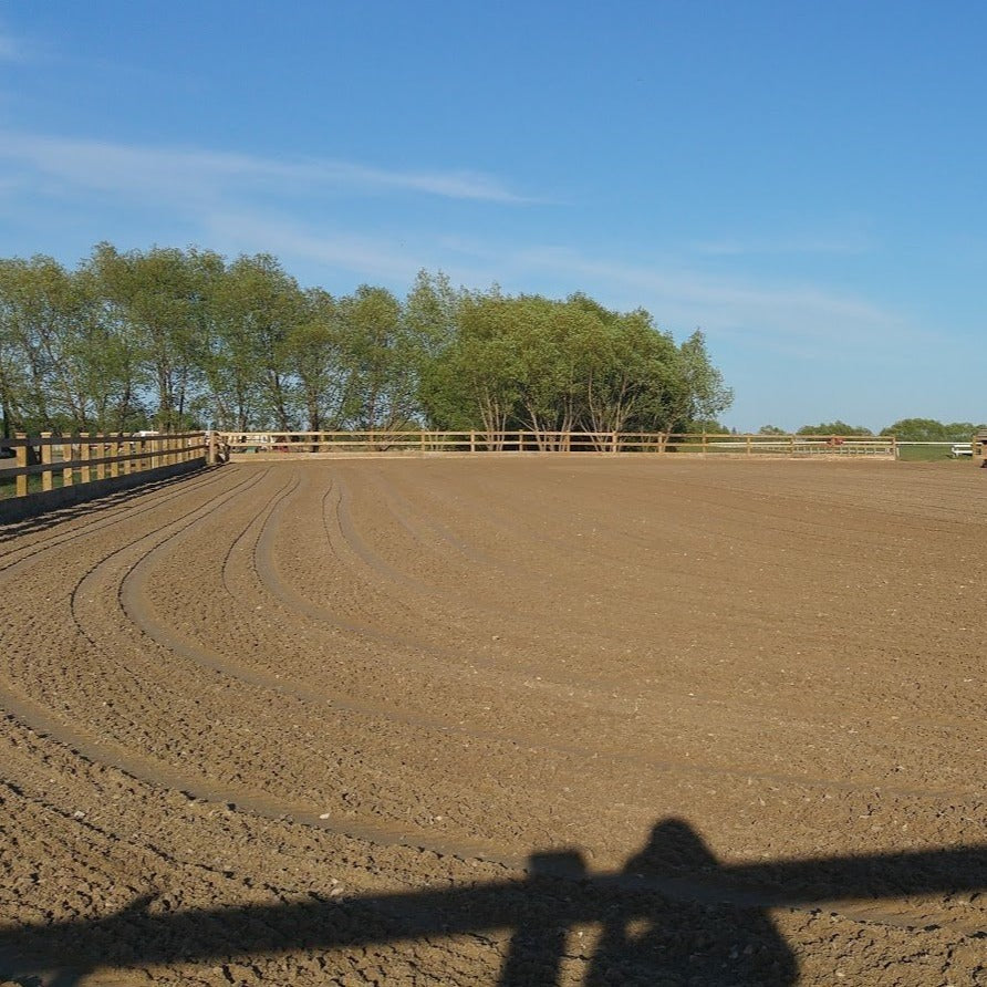 Dusty indoor riding arena