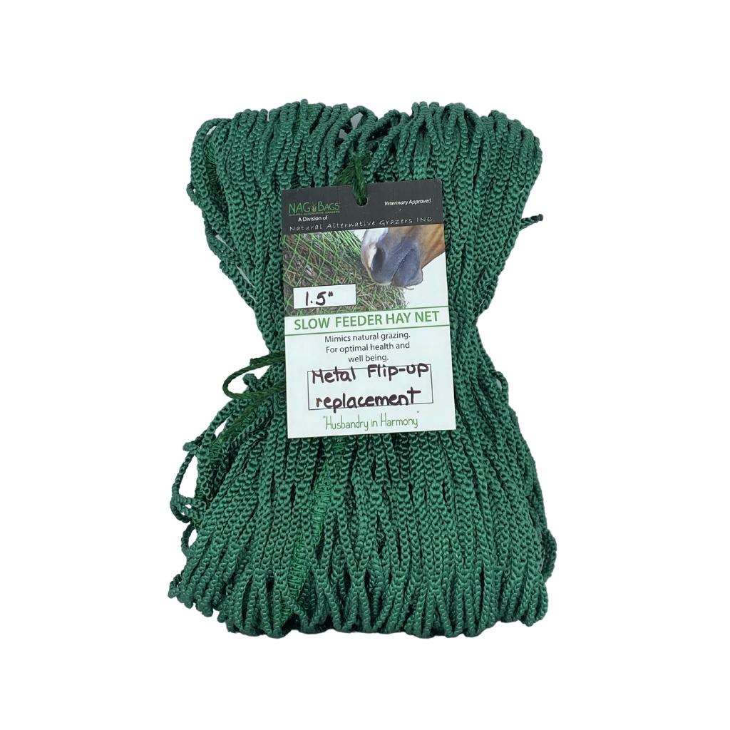 Metal Flip-Up Hay Net Feeder — Wall-Mount Slow Feeder