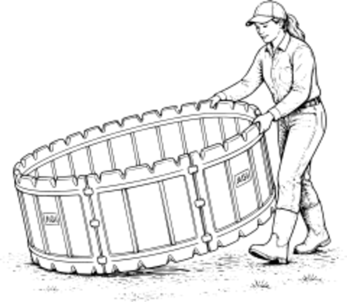 One person rotating a poly hay ring alone